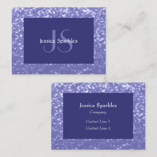Lavendel violette Glitzern Glitzer bling Monogram Visitenkarte