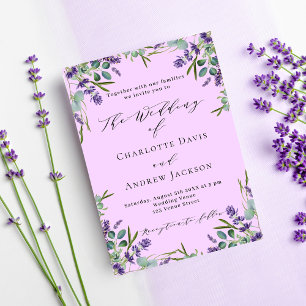 Lavendel violette rosa Blumen Hochzeit Einladungspostkarte