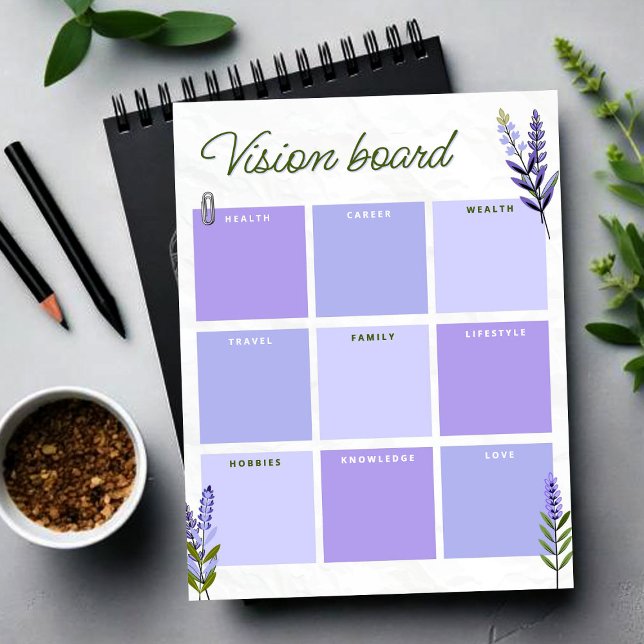 Lavendel-Visionboard | Zielplanungsarbeitsblatt Poster (Lavender Vision Board | Goal Planner Worksheet Poster, Personal Growth Planner)