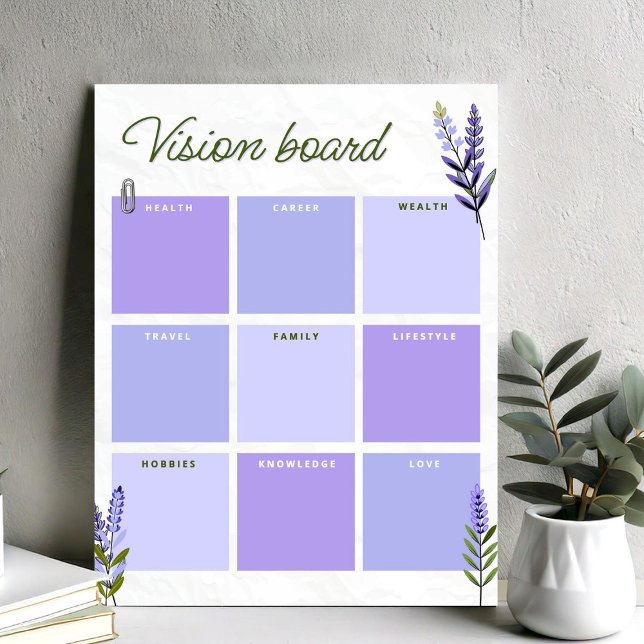 Lavendel-Visionboard | Zielplanungsarbeitsblatt Poster (Lavender Vision Board | Goal Planner Worksheet Poster, Personal Growth Planner)