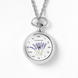 Lavendel-Wasserfarbe-Blumen-Violett-Modern Armbanduhr