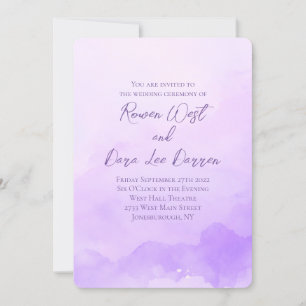 Lavendel-Wasserfarbe-Ombre-Malerei-Hochzeit Einladung