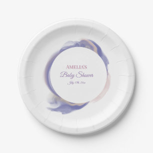 Lavendel-Wasserfarben-Abstrakt-Baby-Party Pappteller