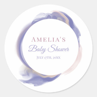 Lavendel-Wasserfarben-Abstrakt-Baby-Party Runder Aufkleber