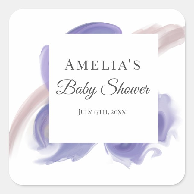 Lavendel-Wasserfarben-Abstrakt-Quadrat-Aufkleber Quadratischer Aufkleber (Vorderseite)