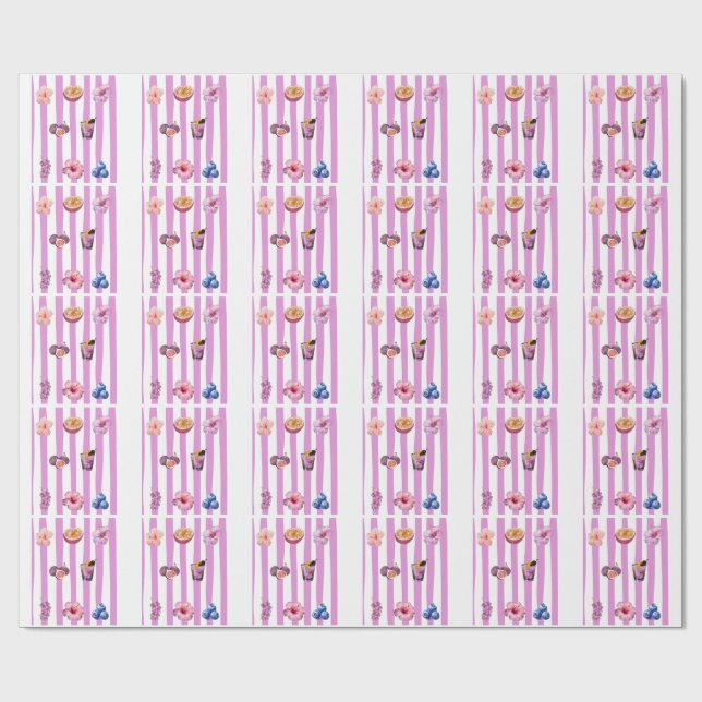 Lavendel-Wasserfarben-Botanik-Muster Geschenkpapier (Flach)