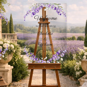 Lavendel-Wasserfarben-Hochzeit Willkommen Acrylschild
