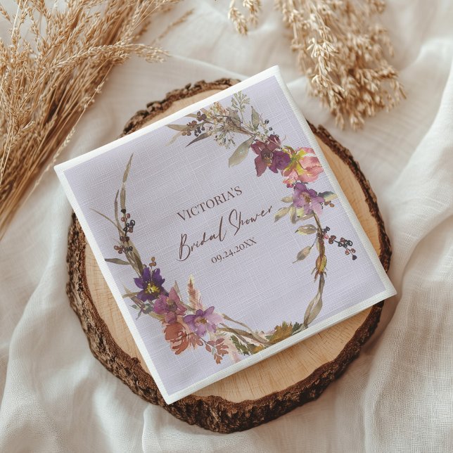 Lavendel-Wasserfarben-Wildblumen-Brautabschied Serviette (Von Creator hochgeladen)
