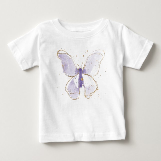 Lavendel Wasserfarbenschmetterling Baby T-shirt (Vorderseite)