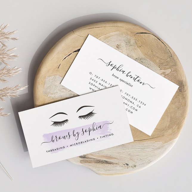 Lavendel Watercolor Brow Services Visitenkarte (Von Creator hochgeladen)