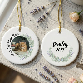 Lavendel-Watercolor-Katz-Mutter-Geschenk-Andenken Keramik Ornament