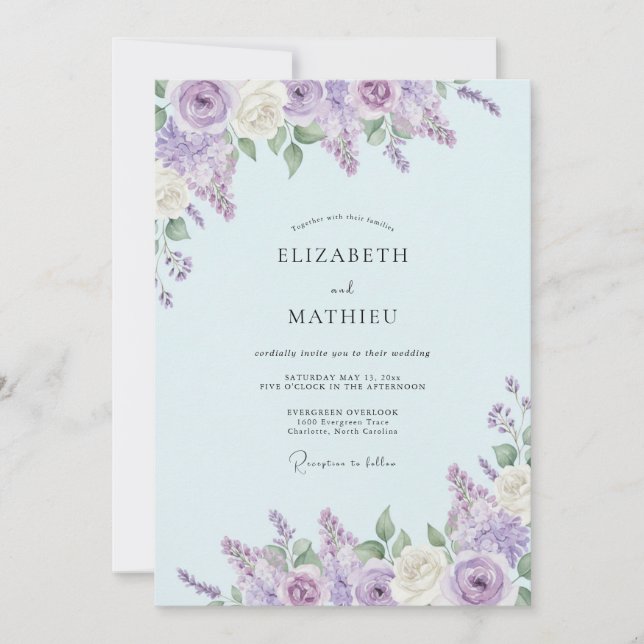 Lavendel-Weiche Frühlings-Blumenhochzeit Einladung (Vorderseite)