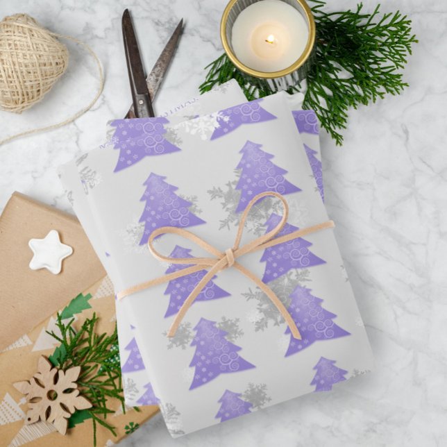Lavendel Weihnachtsbaum Wrapping Papier (Lavender Festive Christmas Tree Wrapping Paper Sheets)