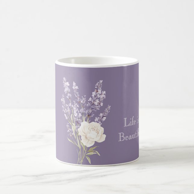 Lavendel Weiße Blumen Kaffeetasse (Mittel)