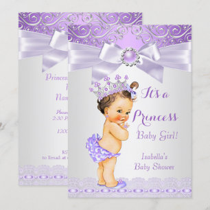 Lavendel Weiße Flieder Prinzessin Babyparty Brünet Einladung