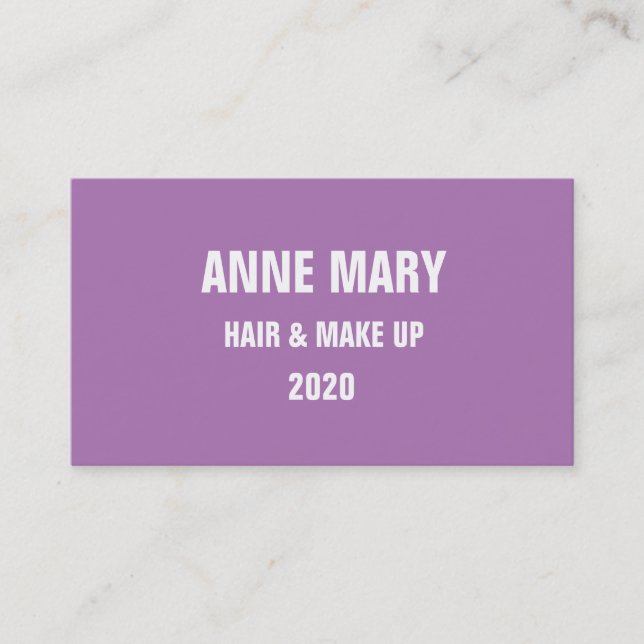Lavendel Weiße Haare & Make up Modern Lila 2020 Visitenkarte (Vorderseite)