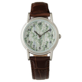 Lavendel-weiße Rittersporn-Blüten   Armbanduhr