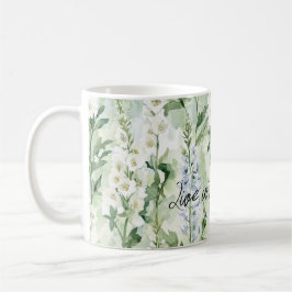 Lavendel-weiße Rittersporn-Blüten   Kaffeetasse