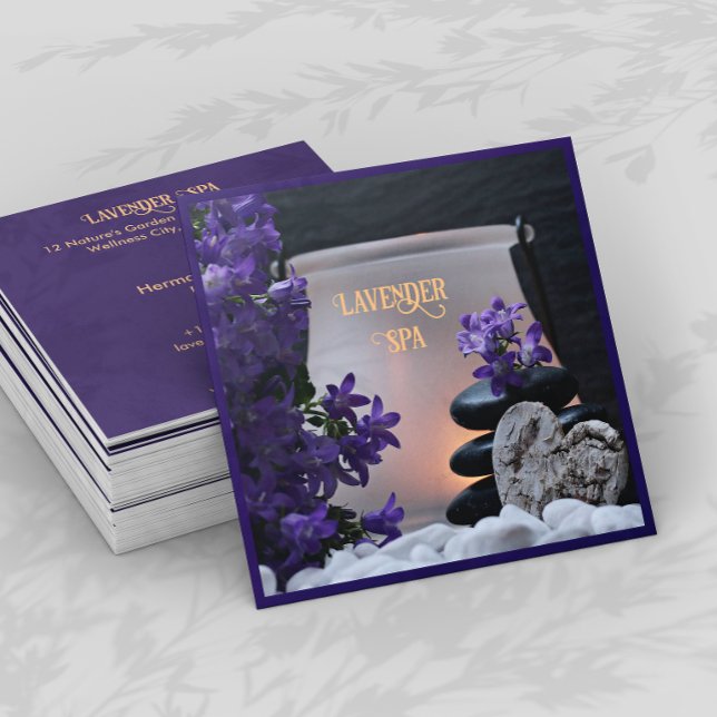 Lavendel Wellness-Center Square Business Card Quadratische Visitenkarte (Von Creator hochgeladen)