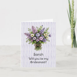 Lavendel Whimsical Bouquet Brautjungfer Vorschlag Karte