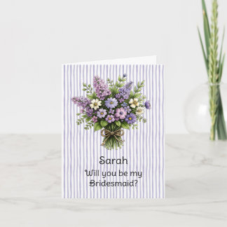 Lavendel Whimsical Bouquet Brautjungfer Vorschlag Karte