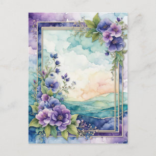 Lavendel Whimsy künstlerisches Blumenpapier Postkarte