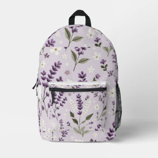 Lavendel Whispers - besticktes botanisches Muster Bedruckter Rucksack