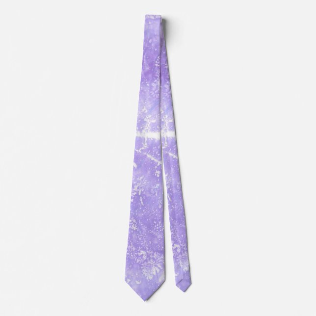 Lavendel White Blue Abstrakt Print Neck Ties Krawatte (Vorderseite)