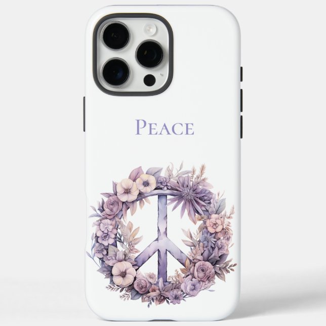 Lavendel White Boho Floral Peace Sign Case-Mate iPhone Hülle (Rückseite)