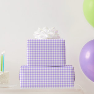 Lavendel White Gingham Birthday Shower Wedding Geschenkpapier