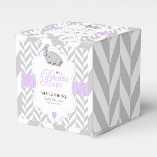 Lavendel, White Gray Elephant Baby Dusche Geschenkschachtel