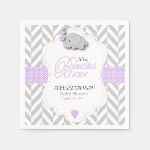 Lavendel, White Gray Elephant Baby Dusche Serviette