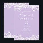 Lavendel & White Lace Elegant Sweet 16 Party Einladung<br><div class="desc">Anpassen für jedes Ereignis</div>