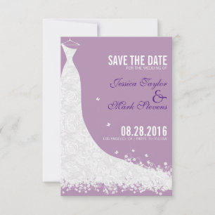 Lavendel & White Lace Hochzeitskleid Save the Date