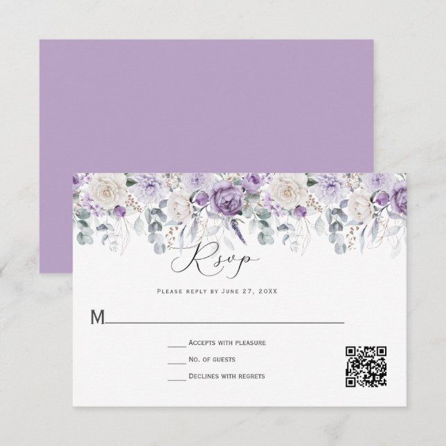 Lavendel White Peonies Rose Bloral Save The Date (Vorne/Hinten)
