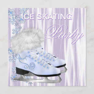 Lavendel White Snowflakes Skate Ice Skaten Party Einladung