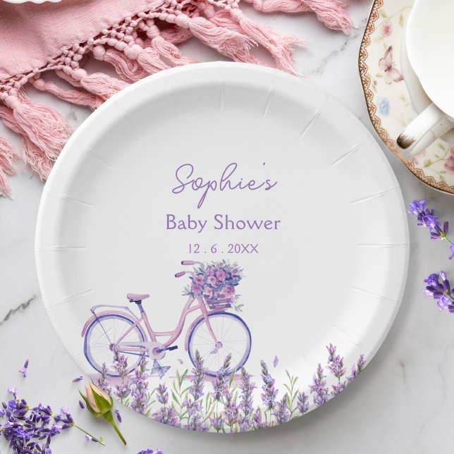Lavendel Wildblume Bicycle Baby Shower Plate Pappteller (Von Creator hochgeladen)