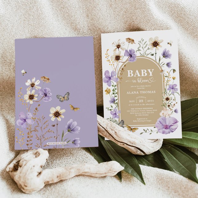 Lavendel Wildblume Garden Baby in Blütendusche Einladung (Von Creator hochgeladen)