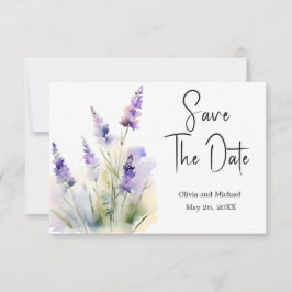 Lavendel-Wildblume Hochzeit Speichern Sie die Datu RSVP Karte