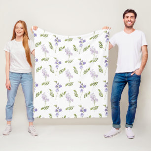 Lavendel-Wildblumen-Aquarell-Blumenmuster Fleecedecke