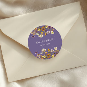 Lavendel-Wildblumen-Boho-Hochzeit Runder Aufkleber