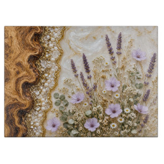 Lavendel-Wildblumen-Glas-Schneidbrett Schneidebrett