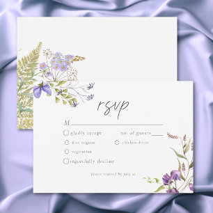 Lavendel-Wildblumengarten Romantische weiße Hochze RSVP Karte