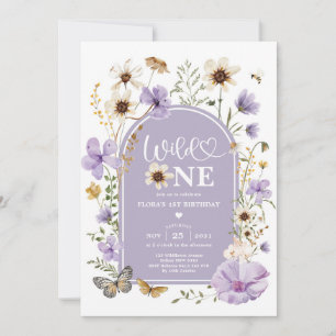 Lavendel Wilde Blume Wild One Erstes Geburtstagsmä Einladung