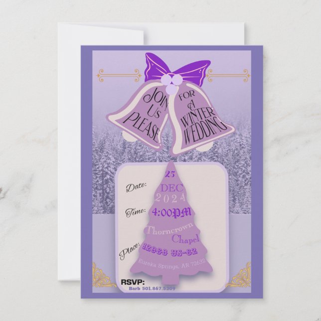 Lavendel Winter Pines with Bells (Vorderseite)