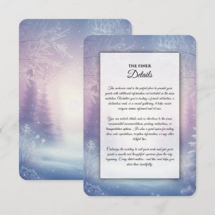 Lavendel Winter Schneefall Serenade Hochzeit Begleitkarte