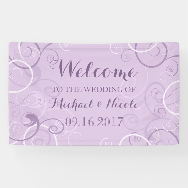Lavendel-Wirbel, der willkommenes Zeichen Wedding Banner (Horizontal)