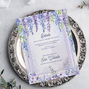 Lavendel Wisteria Florale Hochzeitsbogen Details Begleitkarte