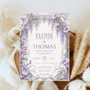 Lavendel-Wisteria-Hochzeitskunst Lila Florale Roma Einladung