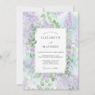 Lavendel zarte botanische Hochzeit Einladung